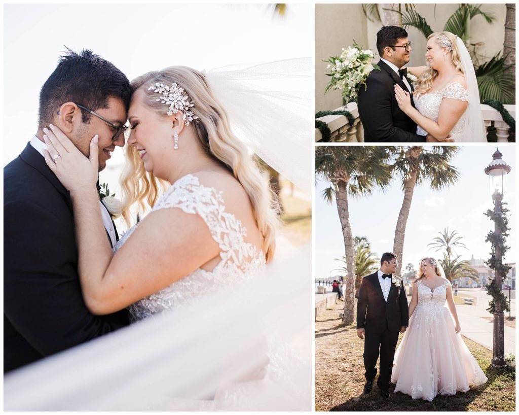 Bride and groom portraits at Casa Monica Resort and Spa in St. Augustine, Florida. Taken by Captured By Lau Photography, a Florida Wedding Photographer.
