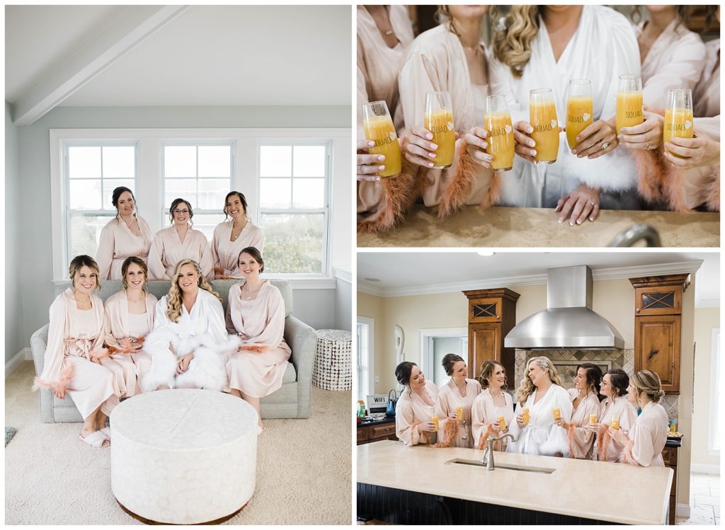 Bridesmaids getting ready and drinking mimosas at Casa Monica Wedding in St. Augustine, Florida. Taken by Captured By Lau Photography, a Florida Wedding Photographer.