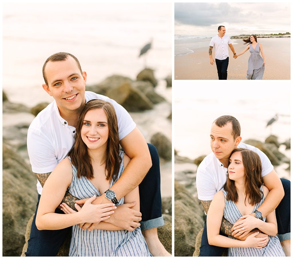 Laura Perez Photography captures an engaged couple at a Florida beach during a photo session celebrating their engagement. 