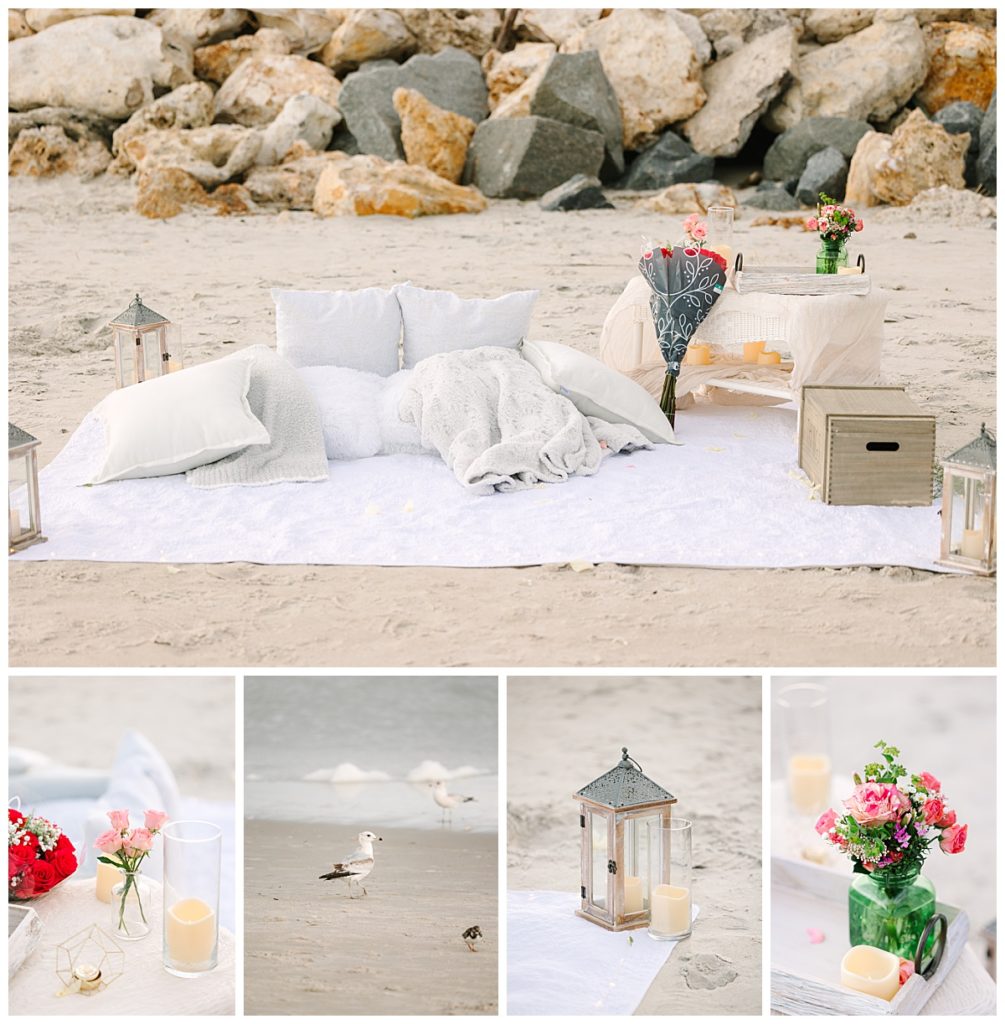 A beach picnic spread prepared by Endless Possibilities Event Planning in St. Augustine, Florida. 