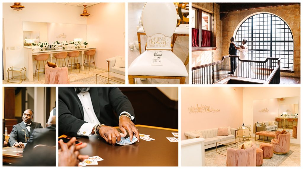 A view of the private suite options for couples getting ready for their wedding at The Treasury in St. Augustine, FL.