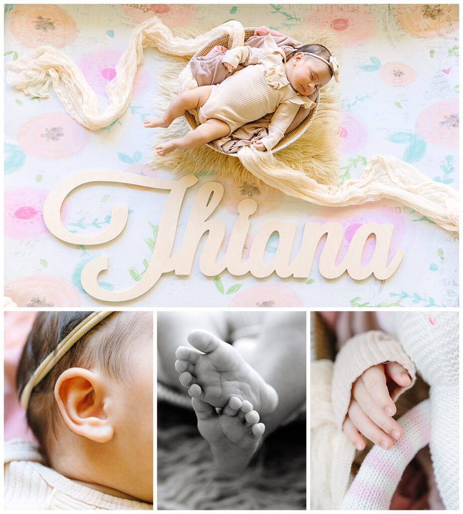Detail shots of a newborn baby girl during her Florida newborn session with Laura Perez Photography.