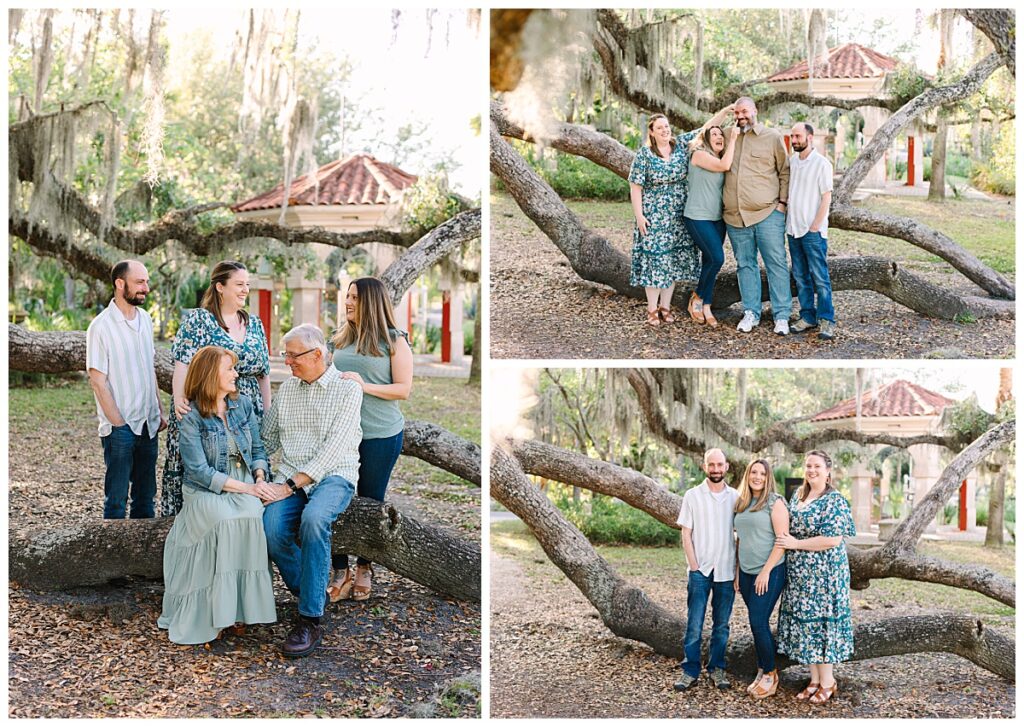 A large family laugh together during their Florida family photo session with Laura Perez Photography.